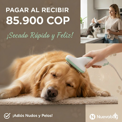 "2-en-1: Cepillo Secador Rápido y Anti-Estrés para Mascotas"