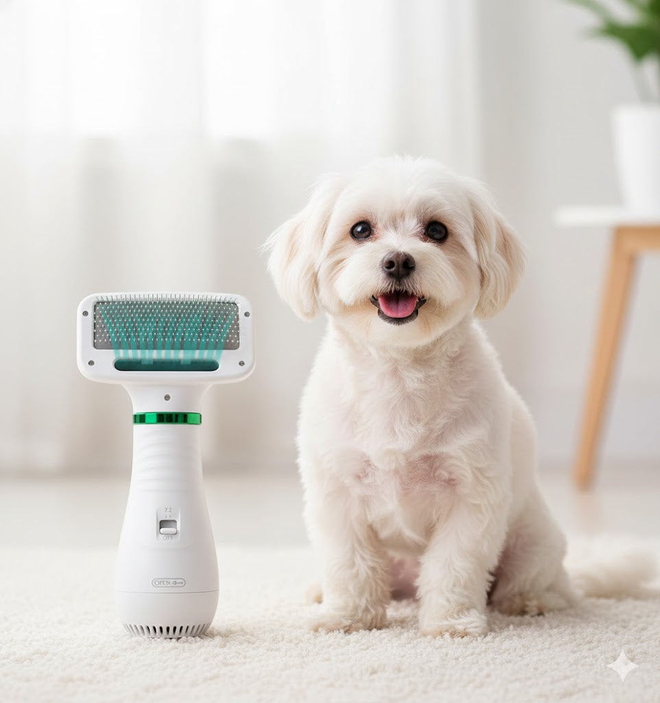 "2-en-1: Cepillo Secador Rápido y Anti-Estrés para Mascotas"