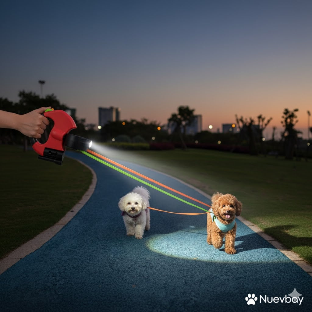 Correa Retráctil Doble Para Dos Perros