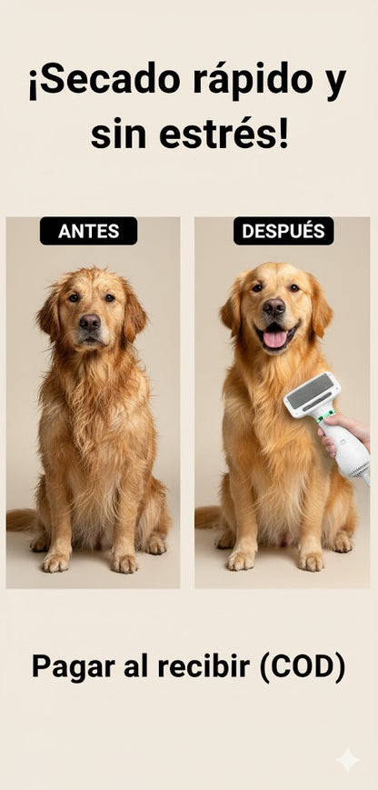 "2-en-1: Cepillo Secador Rápido y Anti-Estrés para Mascotas"