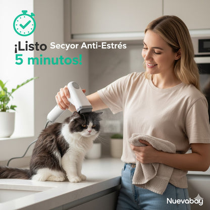 "2-en-1: Cepillo Secador Rápido y Anti-Estrés para Mascotas"