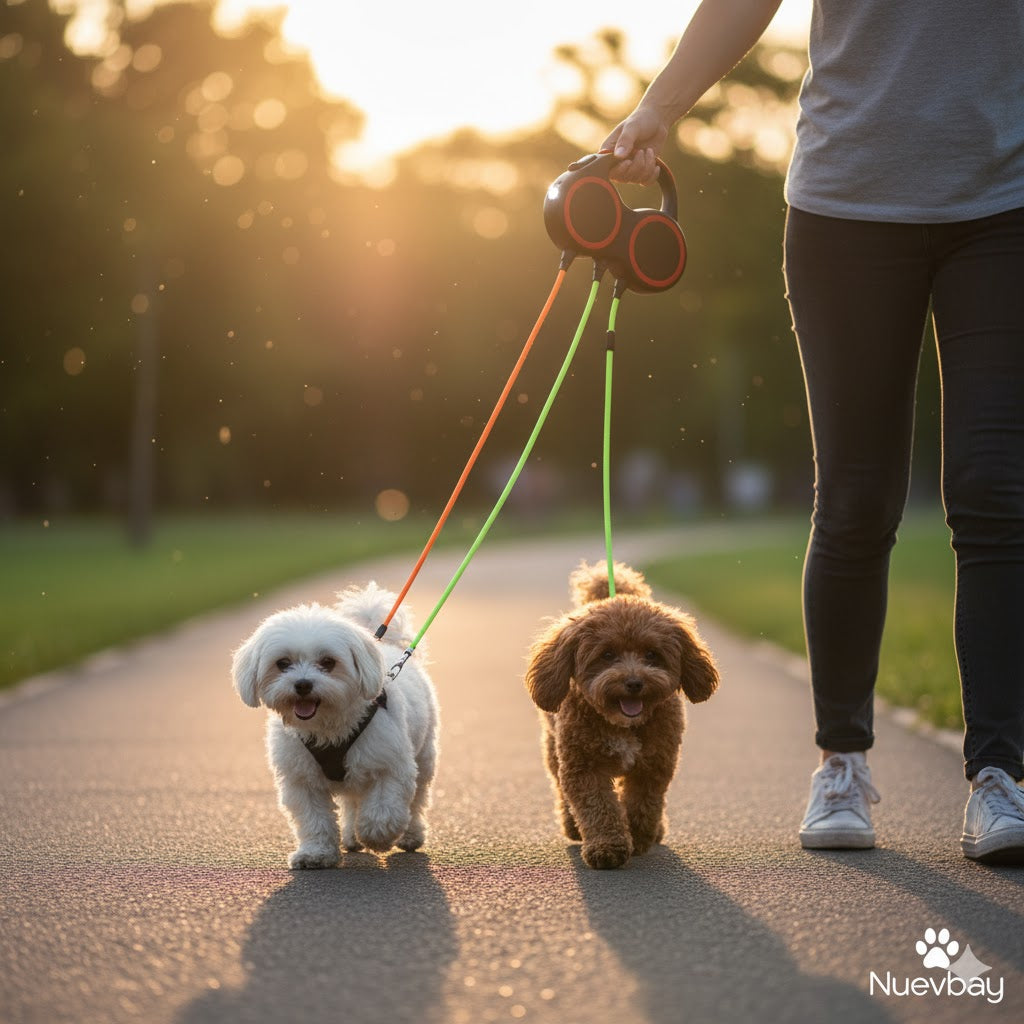Correa Retráctil Doble Para Dos Perros
